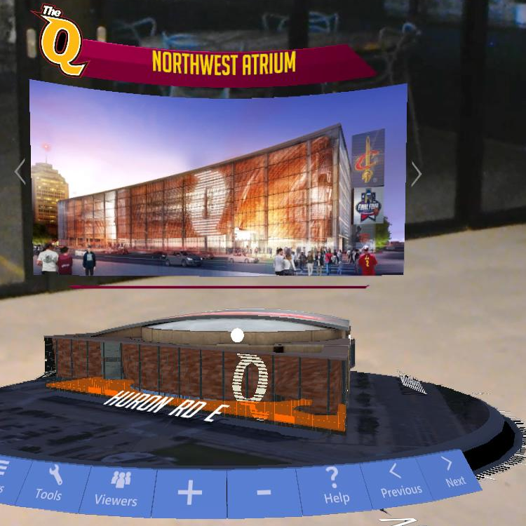VR in construction with Quicken Loans Arena renovation. Taqtile HoloMaps augmented reality software for Microsoft HoloLens.