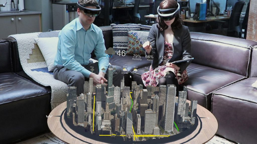 Data visualization on augmented reality and virtual reality 3d maps with Taqtile HoloLens for Microsoft HoloLens Magic Leap One and other AR and VR platforms and devices.