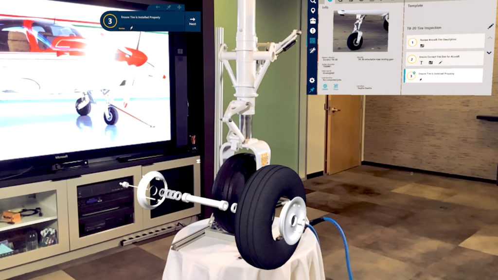 augmented reality view of airplane landing gear