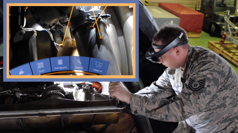 Aircraft maintenance training software augmented reality USAF Taqtile Manifest AR Platform