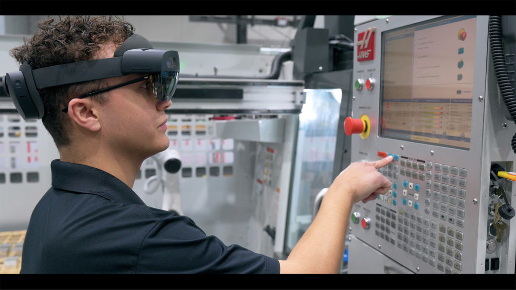 Work instruction software for machine operator training with augmented reality.