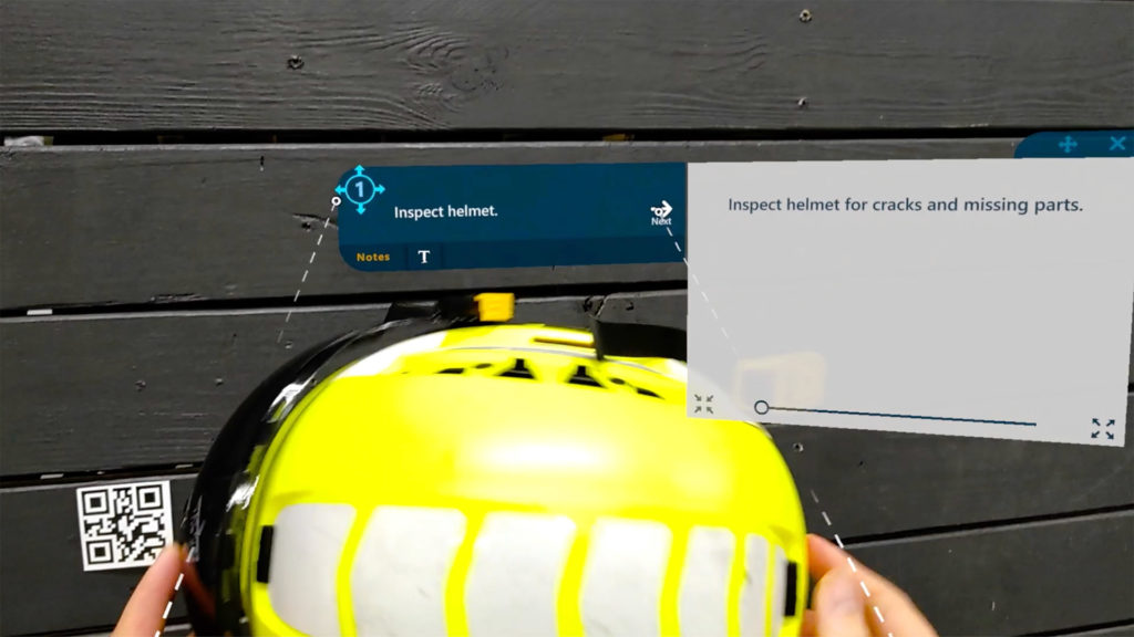 digital instructions for inspecting helmet