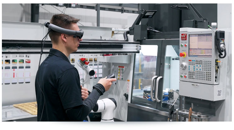 worker training while wearing augmented reality goggles